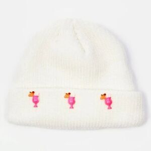 DOLLS KILL, lil daiquiri charms white beanie OS